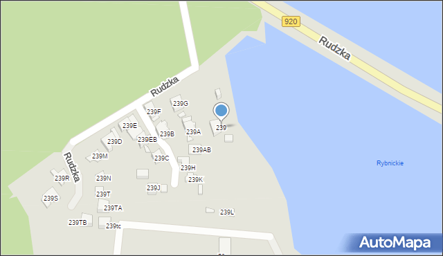 Rybnik, Rudzka, 239, mapa Rybnika