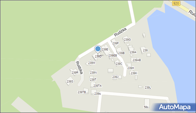 Rybnik, Rudzka, 239D, mapa Rybnika