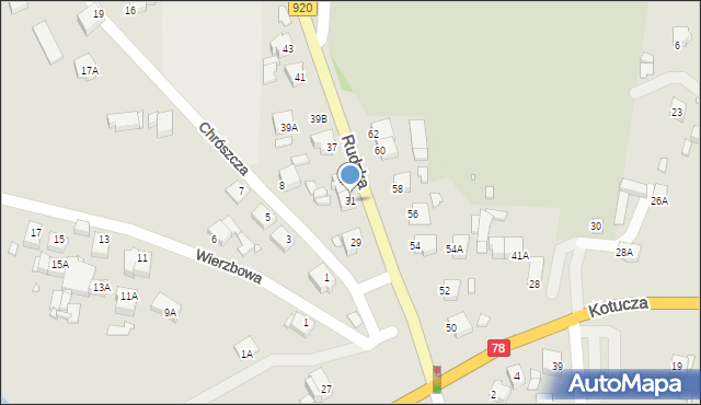 Rybnik, Rudzka, 31, mapa Rybnika