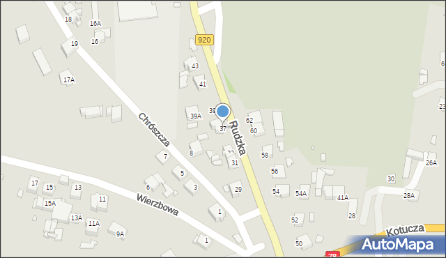 Rybnik, Rudzka, 37, mapa Rybnika