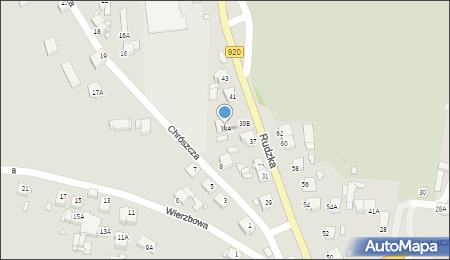 Rybnik, Rudzka, 39A, mapa Rybnika