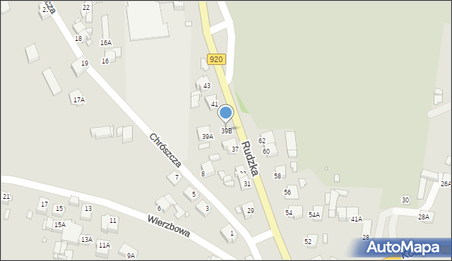 Rybnik, Rudzka, 39B, mapa Rybnika