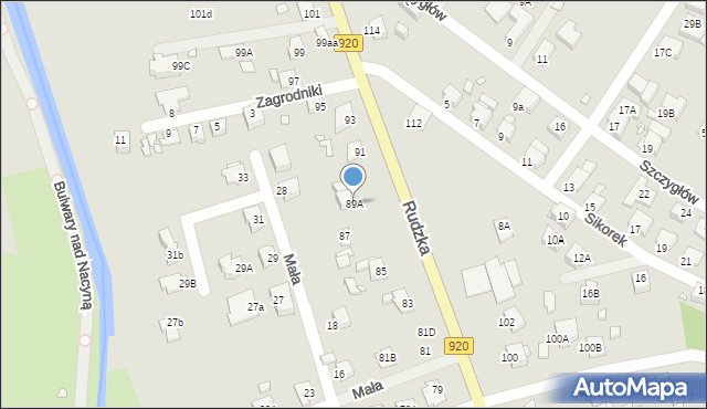 Rybnik, Rudzka, 89A, mapa Rybnika