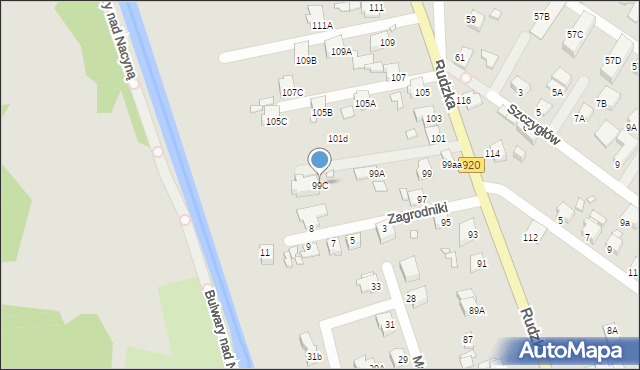 Rybnik, Rudzka, 99C, mapa Rybnika