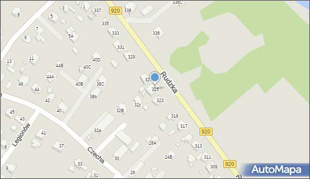 Rybnik, Rudzka, 325, mapa Rybnika