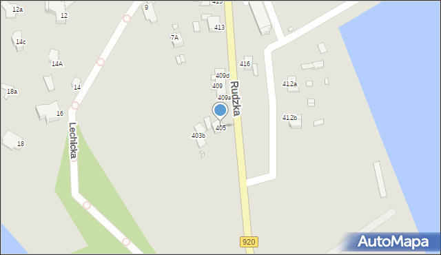 Rybnik, Rudzka, 405, mapa Rybnika