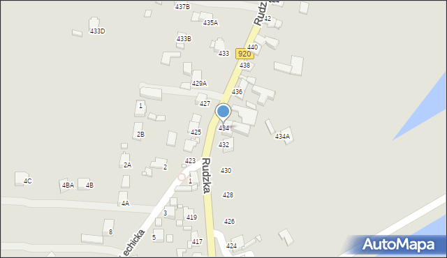 Rybnik, Rudzka, 434, mapa Rybnika