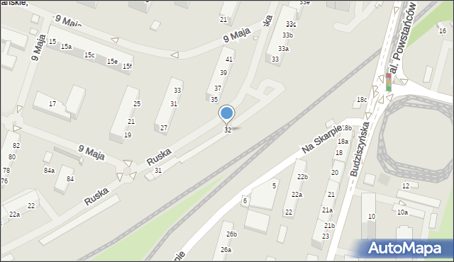 Szczecin, Ruska, 32, mapa Szczecina