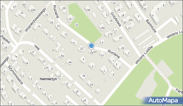 Szczecin, Ruciana, 13, mapa Szczecina