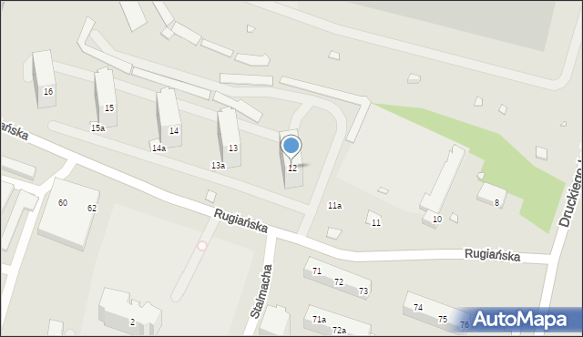 Szczecin, Rugiańska, 12, mapa Szczecina