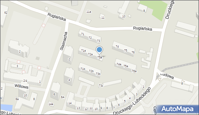 Szczecin, Rugiańska, 73a, mapa Szczecina