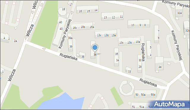 Szczecin, Rugiańska, 36, mapa Szczecina