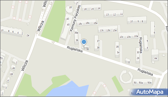 Szczecin, Rugiańska, 38a, mapa Szczecina