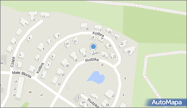 Szczecin, Rudzika, 12, mapa Szczecina