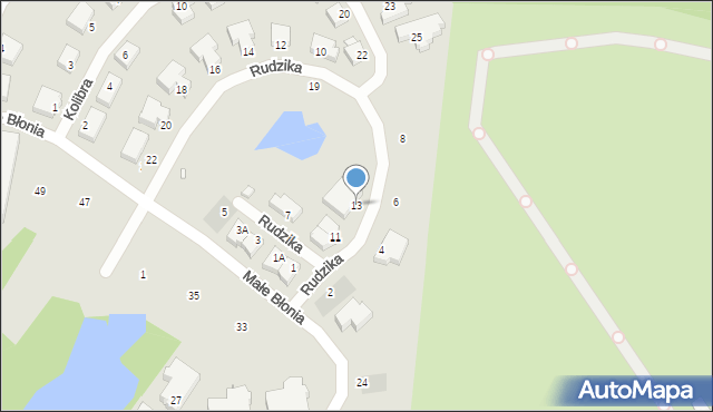 Szczecin, Rudzika, 13, mapa Szczecina