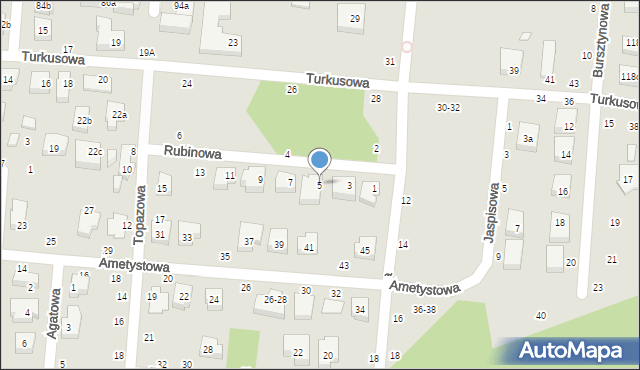 Toruń, Rubinowa, 5, mapa Torunia
