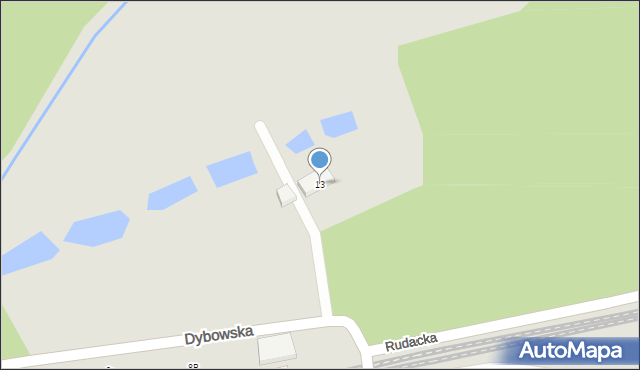 Toruń, Rudacka, 13, mapa Torunia