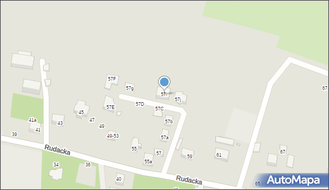 Toruń, Rudacka, 57i, mapa Torunia