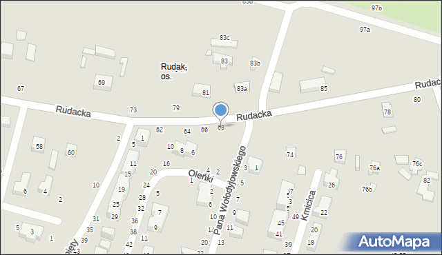 Toruń, Rudacka, 68, mapa Torunia