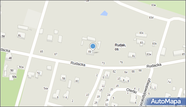 Toruń, Rudacka, 71, mapa Torunia