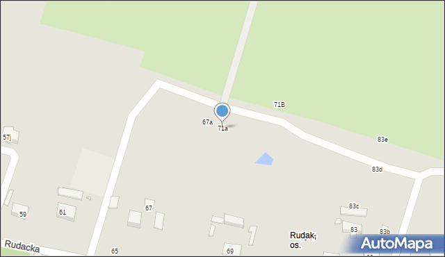 Toruń, Rudacka, 71a, mapa Torunia