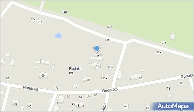 Toruń, Rudacka, 83c, mapa Torunia