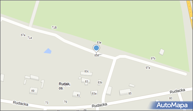 Toruń, Rudacka, 83d, mapa Torunia