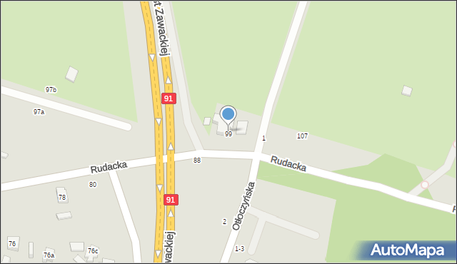 Toruń, Rudacka, 95, mapa Torunia