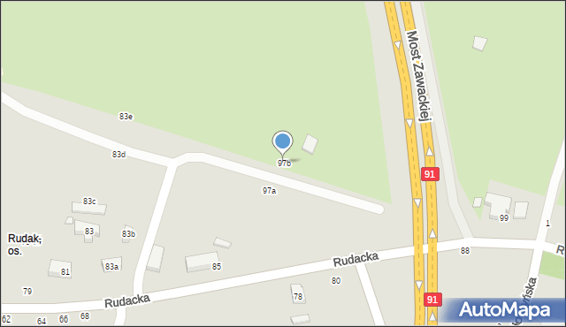 Toruń, Rudacka, 97b, mapa Torunia