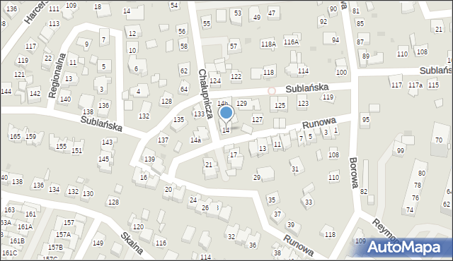 Tychy, Runowa, 14, mapa Tychów