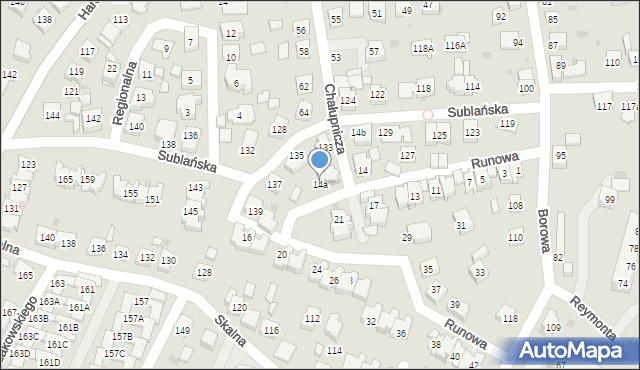 Tychy, Runowa, 14a, mapa Tychów