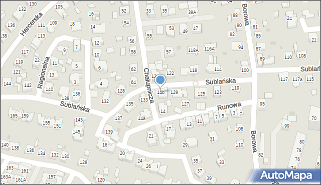 Tychy, Runowa, 14b, mapa Tychów