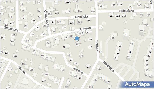 Tychy, Runowa, 31, mapa Tychów