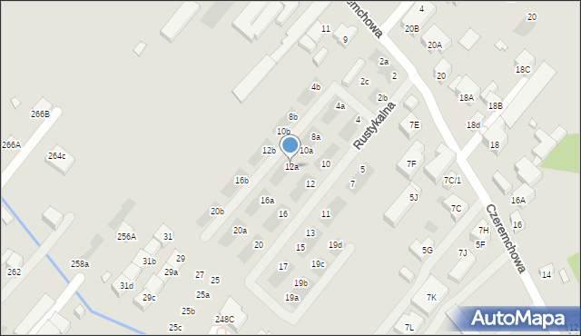 Warszawa, Rustykalna, 12a, mapa Warszawy