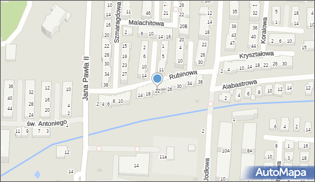 Warszawa, Rubinowa, 22, mapa Warszawy