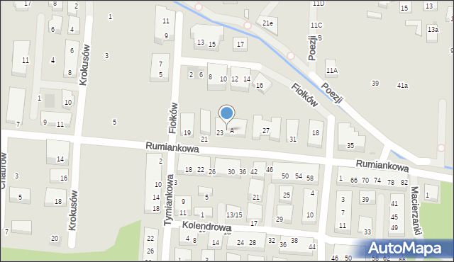 Warszawa, Rumiankowa, 23A, mapa Warszawy