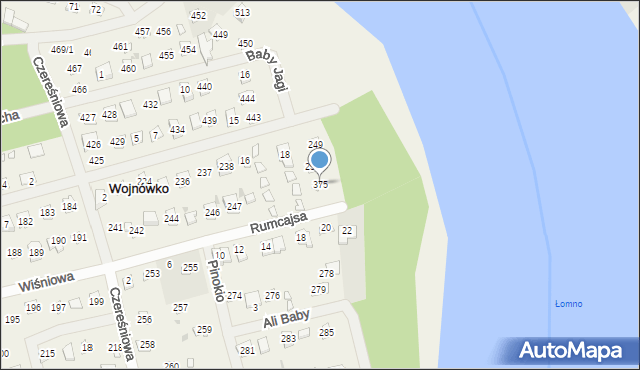 Wojnówko, Rumcajsa, 375, mapa Wojnówko