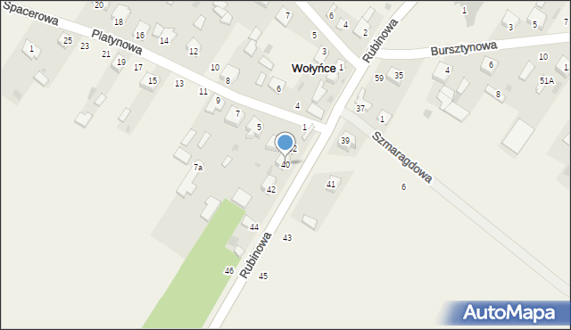 Wołyńce, Rubinowa, 40, mapa Wołyńce