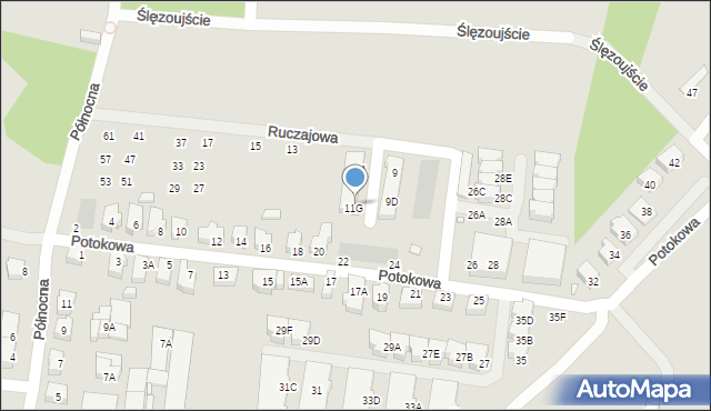 Wrocław, Ruczajowa, 11F, mapa Wrocławia