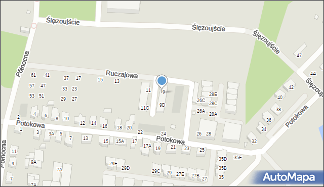 Wrocław, Ruczajowa, 9A, mapa Wrocławia