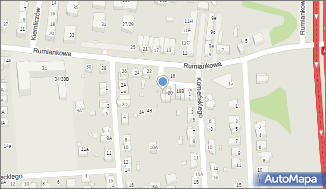 Wrocław, Rumiankowa, 20A, mapa Wrocławia