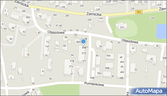 Wrocław, Rumiankowa, 57E, mapa Wrocławia