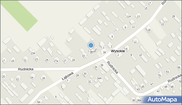 Wysokie, Rudnicka, 35, mapa Wysokie