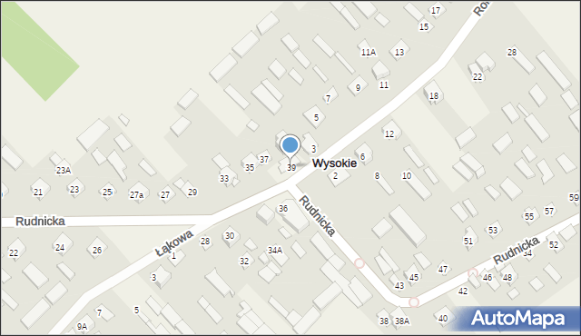 Wysokie, Rudnicka, 39, mapa Wysokie