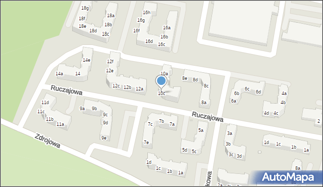 Zielona Góra, Ruczajowa, 10c, mapa Zielona Góra