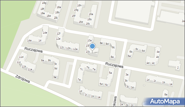 Zielona Góra, Ruczajowa, 10d, mapa Zielona Góra