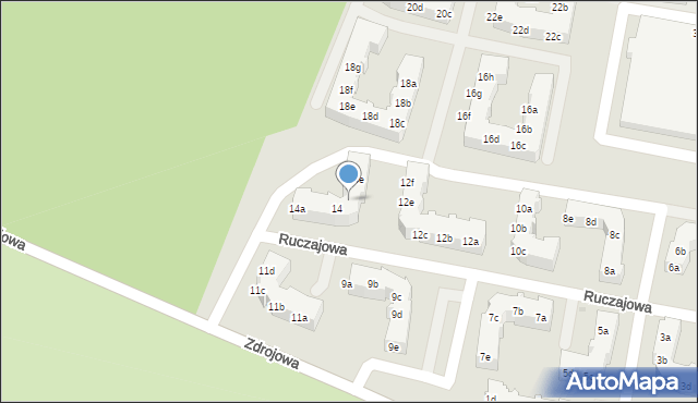 Zielona Góra, Ruczajowa, 14d, mapa Zielona Góra