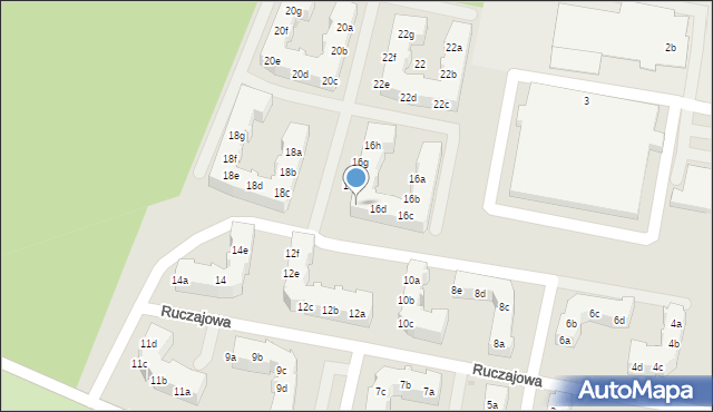 Zielona Góra, Ruczajowa, 16e, mapa Zielona Góra