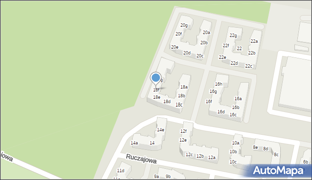 Zielona Góra, Ruczajowa, 18f, mapa Zielona Góra