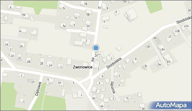 Zwonowice, Rudzka, 2A, mapa Zwonowice